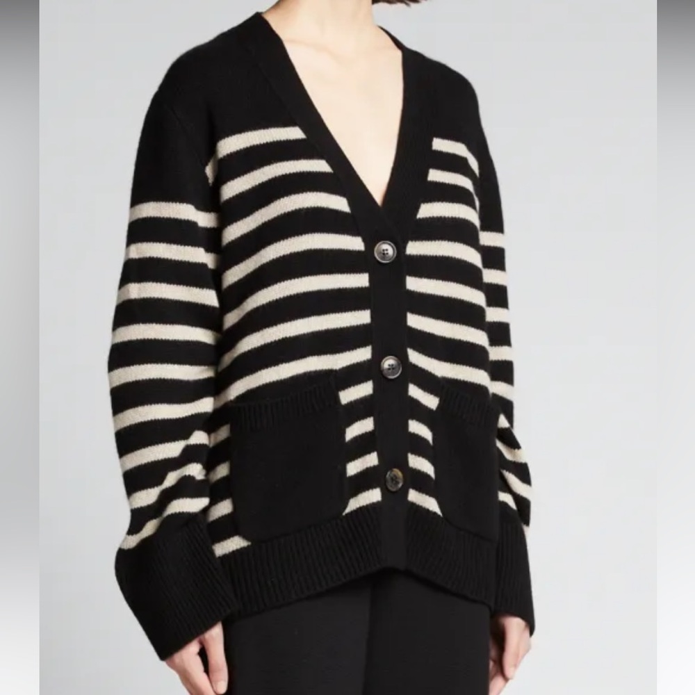 NWOT Black and Cream Striped Women's Cardigan